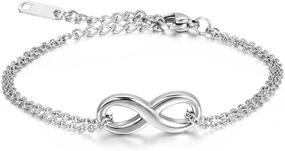 img 4 attached to 🔗 Cupimatch Silver Stainless Steel Infinity Symbol Chain Link Love Bracelet for Girls