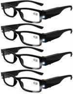 👓 led reading glasses with lights - fashionable eyewear for men and women - nighttime reader with magnifier - compact full framed unisex clear vision lighted eye glasses (+250) logo