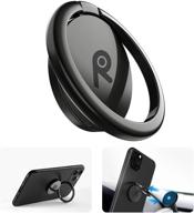 📱 oribox phone ring holder finger kickstand, metal grip holder for magnetic car mount - compatible with iphone 12 pro max/12 pro/12/12 mini and samsung galaxy - black logo