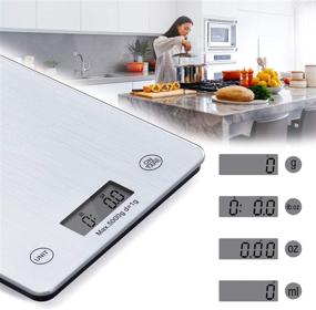 img 3 attached to 📏 Updated 11-Pound Kitchen Scale for Cooking and Baking, Accurate Graduation of 1g/0.1oz, Stylish Water-Resistant Glass Surface and Enhanced Large Backlit LCD Screen