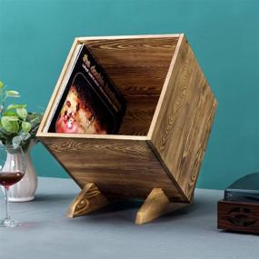 img 3 attached to 📦 Rustic Burnt Brown Solid Wood Record Album Storage Crate - Vinyl LP Holder and Organizer Display Box by MyGift