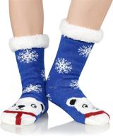 🧦 womens warm fuzzy slipper socks: cozy sherpa fleece with non-slip grippers logo