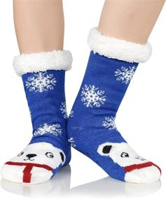 img 4 attached to 🧦 Womens Warm Fuzzy Slipper Socks: Cozy Sherpa Fleece with Non-slip Grippers