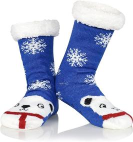 img 1 attached to 🧦 Womens Warm Fuzzy Slipper Socks: Cozy Sherpa Fleece with Non-slip Grippers