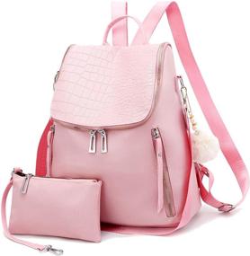 img 4 attached to 👜 Stylish Multi-Pocket Leather Shoulder Women's Handbags & Wallets: Fashionable and Functional Backpacks