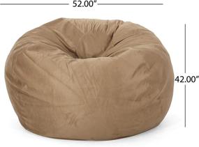 img 3 attached to 🪑 Beige Microfiber Bean Bag Cover - Christopher Knight Home Harrison Modern, 5 Feet