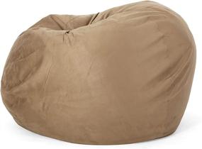 img 1 attached to 🪑 Beige Microfiber Bean Bag Cover - Christopher Knight Home Harrison Modern, 5 Feet