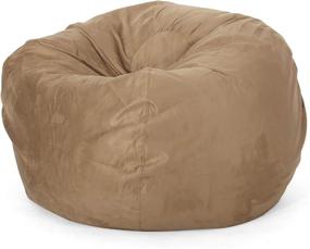 img 2 attached to 🪑 Beige Microfiber Bean Bag Cover - Christopher Knight Home Harrison Modern, 5 Feet