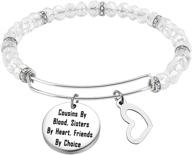 👭 cousin bracelet - blood bonded cousins, heartfelt sisters, chosen friends - silver bangle jewelry gift for cousins logo