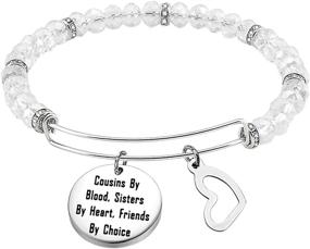 img 4 attached to 👭 Cousin Bracelet - Blood Bonded Cousins, Heartfelt Sisters, Chosen Friends - Silver Bangle Jewelry Gift for Cousins