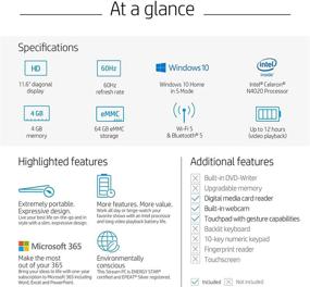 img 2 attached to Новый ноутбук HP Stream с 11.6-дюймовым HD-экраном, Intel Celeron N4020, 4 ГБ ОЗУ, 64 ГБ памяти eMMC, Windows 10 Home в режиме S, Office 365 Personal на 1 год, цвет розовый - издание 2021 года.