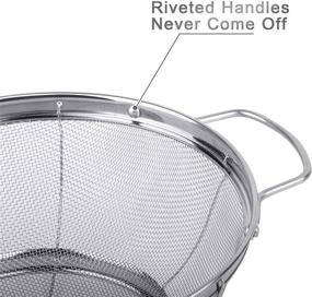 img 2 attached to 🔍 Versatile 3 Pack Stainless Steel Colander Sieves with Handles & Resting Base - Multi Size Mesh Strainer Baskets for Strain, Drain, Rinse or Steam