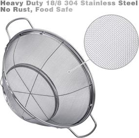 img 3 attached to 🔍 Versatile 3 Pack Stainless Steel Colander Sieves with Handles & Resting Base - Multi Size Mesh Strainer Baskets for Strain, Drain, Rinse or Steam