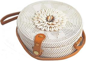 img 4 attached to 👜 Женская сумка из ротанга круглой формы с плечевым ремнем для пляжа летом