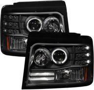 anzousa 111184 черные фары-проекторы с ореолом для ford f-150/f-250/bronco - боковой маркерный и стояночный свет (продается парами) логотип