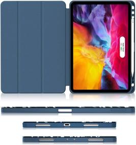 img 2 attached to Чехол для iPad Pro 11 от Soke 2020 и 2018 с держателем для Apple Pencil - полная защита корпуса, зарядка Apple Pencil, автоматическое включение и выключение экрана - синий цвет