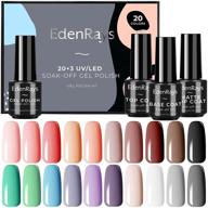 edenrays gel nail polish set - 23pc soak off uv/led gel starter kit - 20 vibrant colors - includes base coat, glossy & matte top coat logo