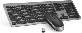 img 4 attached to 💻 Full Size Wireless Keyboard and Mouse Combo - Slim Thin Keyboard with Numeric Keypad, Stable 2.4G Connection, Adjustable DPI (Grey & Black)