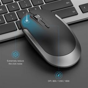 img 1 attached to 💻 Full Size Wireless Keyboard and Mouse Combo - Slim Thin Keyboard with Numeric Keypad, Stable 2.4G Connection, Adjustable DPI (Grey & Black)