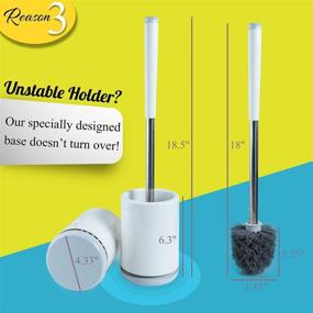 img 1 attached to 🚽 ToRespire Toilet Brush with Holder Set: Superior Bathroom Cleaning with 5 Unique Features – 2 White Sets, Plastic and Stainless Steel Combo