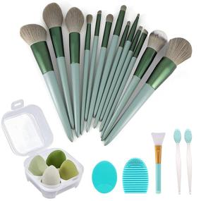 img 4 attached to 💚 Enhance Your Beauty Routine: 22-Piece Green Makeup Brushes Set - Foundation, Eyeshadow, and More!