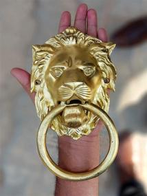 img 1 attached to StonKraft 6-Inch Brass Lion Door Knocker for Gates and Doors - Enhancing Doorway Aesthetics