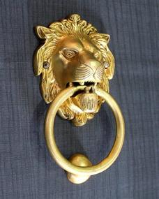 img 2 attached to StonKraft 6-Inch Brass Lion Door Knocker for Gates and Doors - Enhancing Doorway Aesthetics