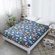 🦕 naturety kids fitted sheet with extra deep pocket - thicken printed fabric bed sheets for teens (navy blue dinosaur, twin size) logo