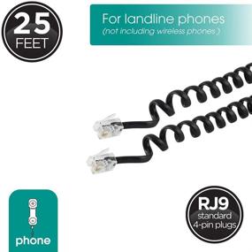 img 3 attached to 📞 Power Gear Coiled Telephone Cord, 4-25 Feet Expandable, Compatible with All Corded Landline Phones, for Home or Office Use, Black (76139)