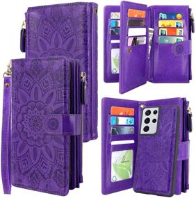 img 4 attached to Harryshell Detachable Magnetic Zipper Wallet Leather Case Cash Pocket With 12 Card Slots Holder Wrist Strap For Samsung Galaxy S21 Ultra 5G (6