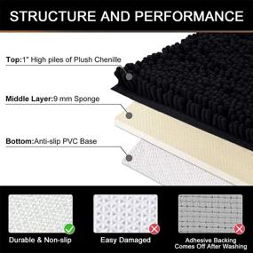 img 1 attached to Black Chenille Bath Rug - Smiry Luxury Soft and Absorbent Shaggy Bathroom Mat, Machine Washable, Non-Slip Plush Carpet Runner for Tub, Shower, and Bath Room (17''x24'')
