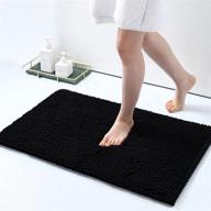 black chenille bath rug - smiry luxury soft and absorbent shaggy bathroom mat, machine washable, non-slip plush carpet runner for tub, shower, and bath room (17''x24'') logo
