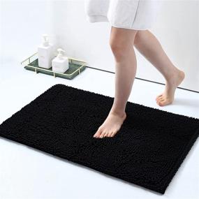 img 4 attached to Black Chenille Bath Rug - Smiry Luxury Soft and Absorbent Shaggy Bathroom Mat, Machine Washable, Non-Slip Plush Carpet Runner for Tub, Shower, and Bath Room (17''x24'')