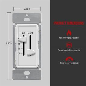 img 3 attached to ⚙️ ENERLITES 3 Speed Ceiling Fan Control and Dimmer Light Switch, 2.5A Single Pole Light Fan Switch, 300W Incandescent Load, No Neutral Wire Needed, 17001-F3-W, White, Pack of 2