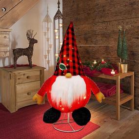 img 2 attached to 🎅 Glintoper 3 FT Lighted Christmas Decorations: Outdoor Collapsible Xmas Gnome with Built-in Lights – Easy Assembly & Pop Up Feature! Light Up Tinsel Swedish Tomte Elf for Yard Holiday New Year Winter Decor