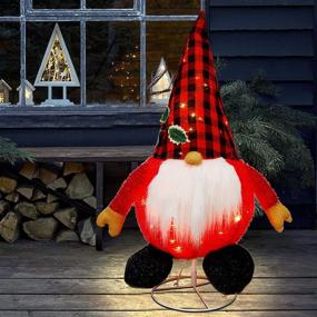 img 1 attached to 🎅 Glintoper 3 FT Lighted Christmas Decorations: Outdoor Collapsible Xmas Gnome with Built-in Lights – Easy Assembly & Pop Up Feature! Light Up Tinsel Swedish Tomte Elf for Yard Holiday New Year Winter Decor
