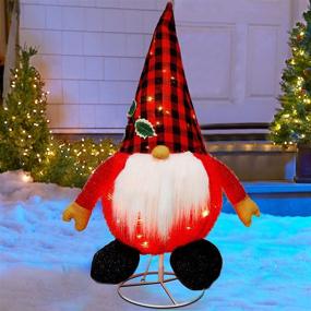 img 4 attached to 🎅 Glintoper 3 FT Lighted Christmas Decorations: Outdoor Collapsible Xmas Gnome with Built-in Lights – Easy Assembly & Pop Up Feature! Light Up Tinsel Swedish Tomte Elf for Yard Holiday New Year Winter Decor