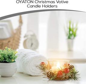 img 2 attached to 🕯️ OYATON Christmas Votive Candle Holders: Festive Snowy Pinecone Berry Candle Rings, Decorative Glass Tealight Holder Set of 2 – Ideal for Home, Wedding, Living Room & Bedroom Décor (Candles Not Included)