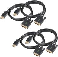 🔌 4-пакет кабелей displayport на dvi длиной 6,6 фута - 1080p, uvooi адаптер кабеля displayport dp на dvi-d мужской-мужской с золотистыми контактами - совместимы с пк, ноутбуком, телевизором, проектором, монитором и др. логотип