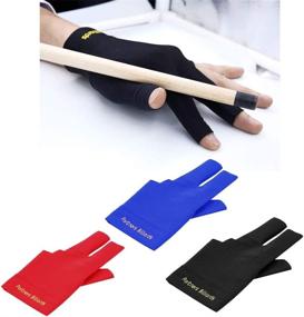 img 2 attached to 🎱 3-Pack Elastic Lycra Left Hand Billiard Cue Glove for Shooters Carom Pool Snooker Cue Sport - Red, Blue, and Black