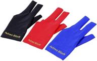 🎱 3-pack elastic lycra left hand billiard cue glove for shooters carom pool snooker cue sport - red, blue, and black логотип