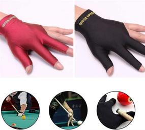 img 3 attached to 🎱 3-Pack Elastic Lycra Left Hand Billiard Cue Glove for Shooters Carom Pool Snooker Cue Sport - Red, Blue, and Black