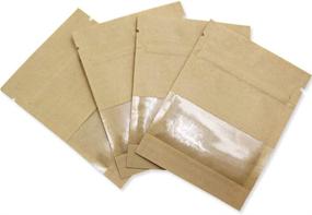 img 1 attached to 🛍️ 100 Pack Clear Window Airtight Brown Kraft Paper Bags for Zip Food Storage Lock, Small Reclosable Seal Bags 2.7x3.5inch (Inner Size 2.36x2.36inch), Zipper Resealable Heat Seal Pouch, Smell Proof Sample Coffee