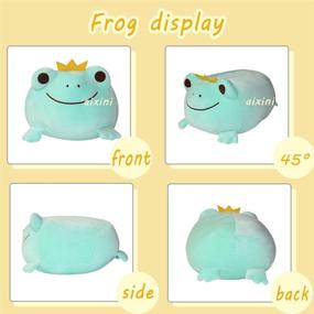 img 3 attached to 🐸 Cute Plush Crown Frog Stuffed Animal Toy: AIXINI 14 inch Super Soft Hugging Pillow-Green