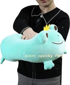 img 1 attached to 🐸 Cute Plush Crown Frog Stuffed Animal Toy: AIXINI 14 inch Super Soft Hugging Pillow-Green