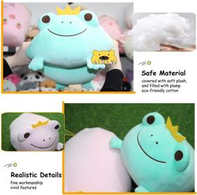 img 2 attached to 🐸 Cute Plush Crown Frog Stuffed Animal Toy: AIXINI 14 inch Super Soft Hugging Pillow-Green