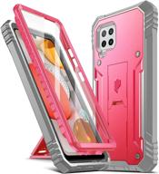 poetic revolution case for samsung galaxy a42 5g, pink - full body rugged shockproof cover with kickstand and fingerprint id compatibility logo