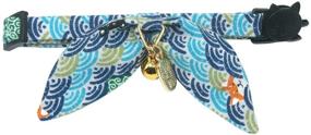 img 2 attached to 🐇 PetSoKoo Cute Bunny Ears Bow Cat Collar with Bell, Shibainu Cloud Pattern, Traditional Japanese Lucky Charm. Breakaway, Lightweight, Soft for Girl/Boy Cats Collar
