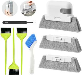 img 4 attached to 🧹 Efficient 8 Pcs Gap Groove Cleaning Brush - 2-in-1 Window Cleaning Tool for Window/Door/Track/Corner/Crevice/Sinks/Keyboard/Water Bottle/Car Vents/Air Conditioner - Household Cleaning Tool Set