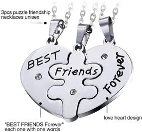 img 2 attached to 👭 BFF Friendship Necklace Set: Engrave Gold Stainless Steel Puzzle Pendants, Perfect Jewelry Gift for Girls and Women